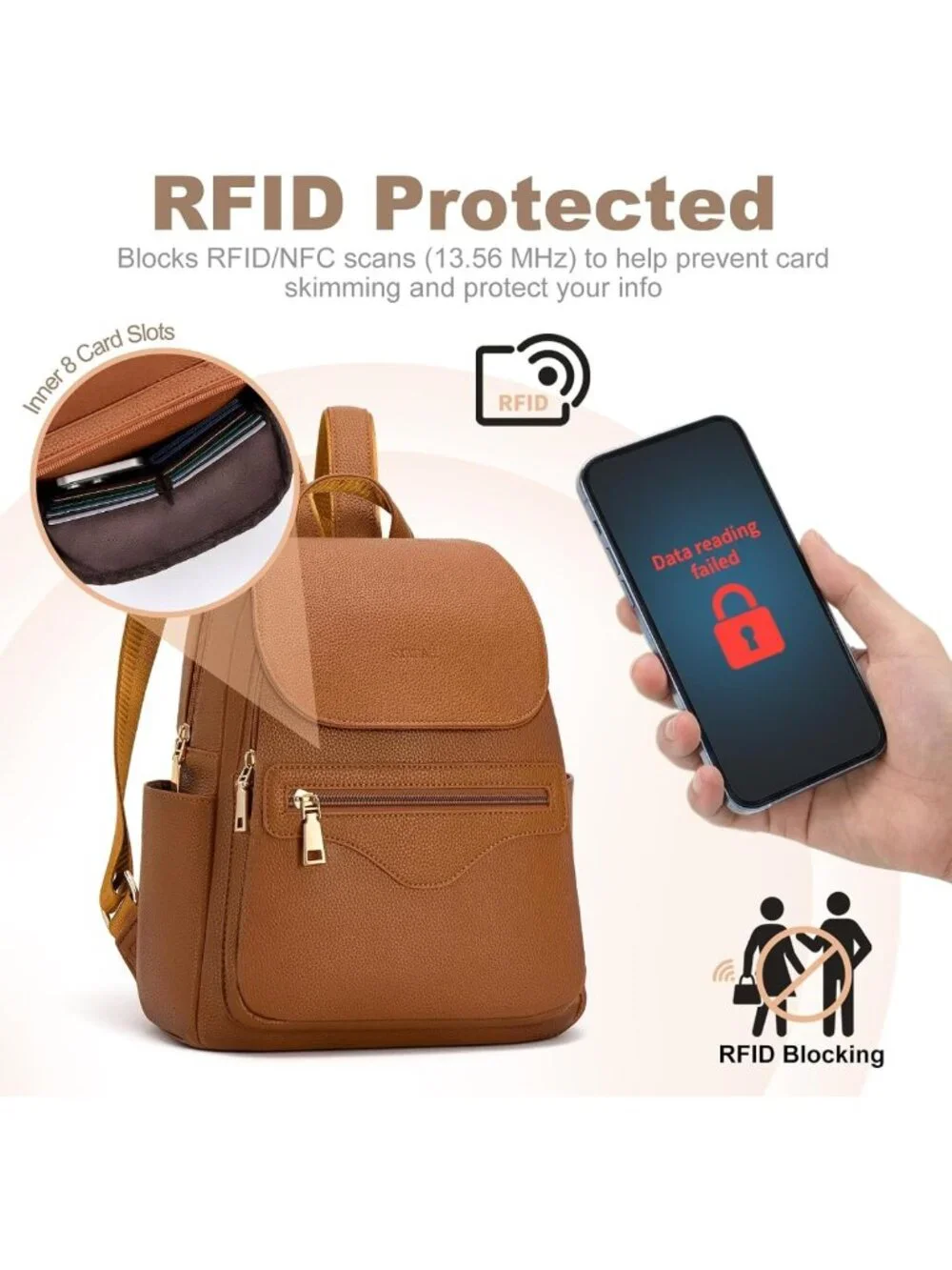 Stylish Mini Backpack Purse for Women | RFID Wallet, 10-Pocket Travel Daypack